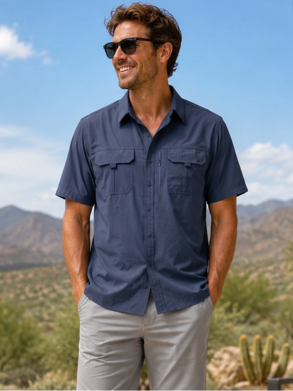 LUDUNTINO Navy Blue Performance Fishing Shirt NWT Men’s XL